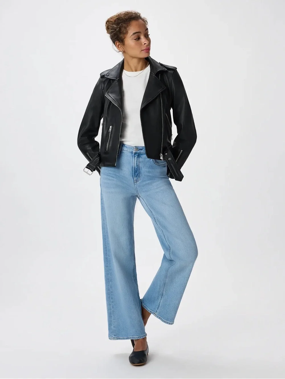 Quince 100% Leather Motorcycle Jacket - True Black - Picture 2 of 11